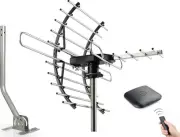 Digital HD TV Antenna, Amplified Attic/Outdoor Antenna 360 Degree Rotation