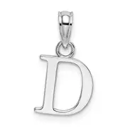14K White Gold 14Kw Polished Block Letter D Initial Pendant