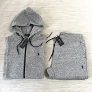 Polo Ralph Lauren Double Knit Tech Fleece Jogger Sweatsuit Grey HTR Black Pony L