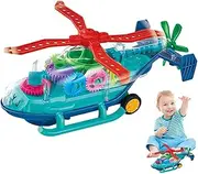 Light up Helicopter Toy - Electric Toy Moving Wheel Light Up Helicopter Toy,Colorful Gear Go Toy Car Musical Aircraft Toy for Kids