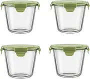 Glass Meal Prep Containers with Lids, Food container, Airtight Glass Storage Containers Set, 24OZ, Heat-Resistant BPA-Free for Soup Leftover, Microwave, Dishwasher, and Freezer Safe 4 Pack