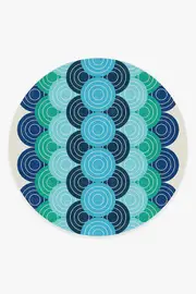 245' Round | Machine Washable Runner Rug | Kid & Pet Friendly | Indoor Rug | Jonathan Adler Biba Blue Green Rug | Ruggable