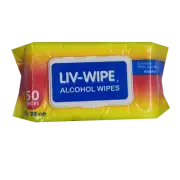 Livingstone Liv-Wipe Antibacterial Alcohol Wipes 50 Pack 75% Ethyl Alcohol