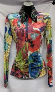 Western Collection Mulit-Colored Extravaganza Western Show Shirt sz Medium