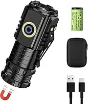 Magnetic Rechargeable Flashlight,Bonlaer USB C Rechargeable Small LED Flashlight with Clip,IPX6 Waterproof Tactical Pocket Flashlights for Hiking,Camping,Emergency