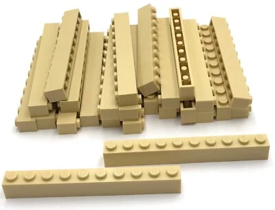 Lego 25 New Tan Bricks 1 x 10 Stud Pieces Parts