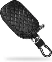 Car Key Case, Universal Key Fob Cover Case, Leather Car Key Smart Keychain Holder Anti Scratch Cover Protector(Brown Plaid)