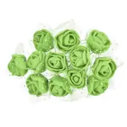 144Pcs 0.98" Mini Rose Artificial Flower Heads Bulk with Stem & Gauze, Green