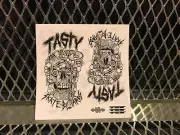 TASTY SKATEBOARDS New SKULL Sticker 3" X 3"