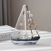 Home Accessories Blue and White Small Shell Boat Lifebuoy Old Style Handicrafts Gifts