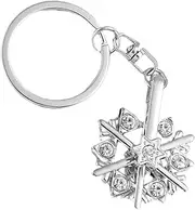 GRIRIW Zinc Alloy Snowflake Keyring Key Chain Rhinestones Backpack Pendant Fashionable Keychains for Men