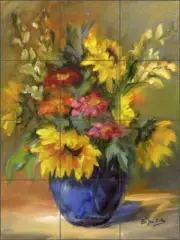 Flower Tile Backsplash Bette Jaedicke Floral Art Ceramic Mural BJA020