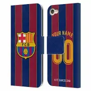 PERSONALISED FC BARCELONA 2020/21 KIT LEATHER BOOK CASE FOR APPLE iPOD TOUCH MP3