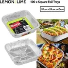 100 x Aluminum Foil Trays BBQ Disposable Roasting Takeaway Oven Baking Container