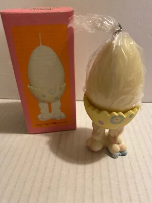 Easter Egg Cup With Candle bunny feet Flower Ceramic Decor Holiday yellow white