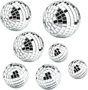 7 Pcs Disco Ball Cake Toppers, 70s Disco Themed Cake Decorations, Mini Disco Ball Decorations for Cake, Dessert & Party, 4 Sizes Glitter Disco Balls for Disco Party Supplies
