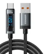 ESSAGER ES-X47 6A 120W USB-A to Type-C Digital Display Cable Fast Charging Data Transmission Copper Core Line 1M/2M Long