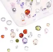 Beadthoven 80pcs 4size Mini Crystal Cubic Zirconia Stone Cabochons Faceted Pointed Back Rhinestone Loose Gemstone Beads Mixed Color for DIY Jewelry Making Embellishment