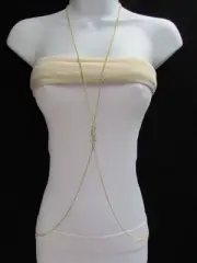 New women gold long necklace body thin chains " sexy " pendant small rhinestones