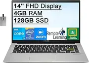 2022 ASUS Vivobook 14" VIPS FHD Laptop Computer, 10th Gen Intel Core i3-1005G1 Processor, 4GB RAM, 128GB SSD, Chiclet Keyboard, Intel HD Graphics 610, Webcam, Speakers, Windows11, White, 32GB USB Card