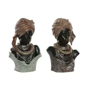 Decorative Figure Dkd Home Decor 26 x 17 x 40 Cm Black Beige Colonial African Woman 2 Units