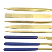 10pcs Flat Half Round Square Triangle Titanium Coated Diamond Needle File Set