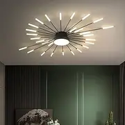 minifair Modern LED Ceiling Light 28+1 Heads Semi-Flush Black Chandelier Ceiling Lighting for Bedroom Living Room Kitchen Dining Room Restaurant