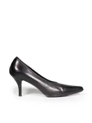 Black Leather Pointy Court Pumps