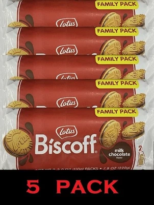 Lotus Biscoff FAMILY PACK Vegan MILK CHOCOLATE Snack Cookies - 7.8 oz - 5 PACK