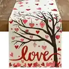 Valentine's Day Table Runner 13 x 60 Inch, Red Hearts Tree Love Decorative