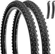 Hycline Pack of 2 MTB Bicycle Coats: 26 x 1.95 (52-559) / 26 x 2.125 (56-559) Inch Replacement Foldable Bicycle Tyres 30 TPI Pair Black