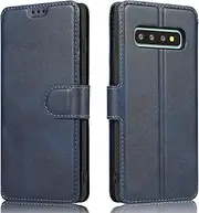 QLTYPRI Samsung Galaxy S10e Case Premium PU Leather Simple Wallet Case TPU Bumper [Card Slots] [Kickstand] [Magnetic Closure] Shockproof Flip Cover for Galaxy S10e - Blue
