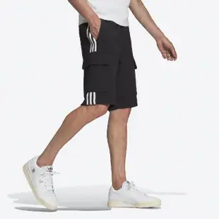 【adidas 愛迪達】短褲 3-Stripes Cargo Shorts 男款 黑 工裝風 經典 三線 重磅 褲子 愛迪達(HB9542)