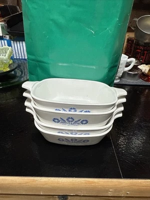 CorningWare Blue Cornflower P-41-B Petite Pan Set Of 4 NOS
