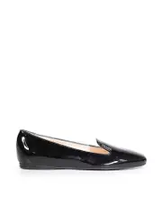 Black Patent Flat Heel Loafers