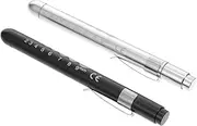 CANIGHT 2pcs LED Inspection Pen Light for Medical Use Black and Silver Pupil Checking Lamp LED Pen Torch Light for Oral Examination and Health