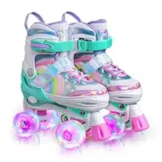Rainbow Unicorn 4 Size Adjustable Light up Roller Medium - Big Kid A Rainbow