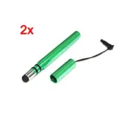 2x Metal Stylus Touch Screen Pen w/ Cap for iPhone iPod Touch iPad Tablet Green
