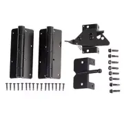 FORTRESS Hardware Kit 4"x8" Gate Latch+Hinge Kit Set Rust-free Aluminum Black