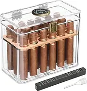 FANKAI Cigar Humidors, Acrylic Humidor Cigar Box, Cigar Accessories with Hygrometer&Humidifier, Cigar Gifts for Men, Humidor with Cedar Wood Tray, Cigar Case Fits 18-50 Cigars, Cigar Box Gift