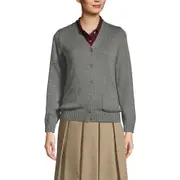 Lands' End School Uniform Cotton Modal Button Front Cardigan Sweater in Pewter Heather at Nordstrom, Size Large