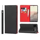 For Google Pixel Luxury Calf Leather Flip Wallet Case with Stand