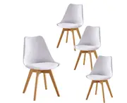 Design Square Set Of 4 Replica Dining Chair Faux Leather Padded - White