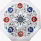 Inlaid with Multicolor Stone Coffee Table Top Octagon Marble Balcony Decor table