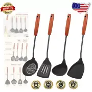 Premium Silicone Wok Spatula Set - 4 Heat-Resistant Kitchen Utensils in Black