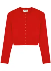 Victoria Beckham VB Body Cropped Stretch-knit Cardigan - Red - 6 (UK 6 / XS) 6 (UK 6 / XS)