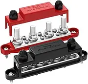 2 PCS 250A 12V Bus Bar Battery Power Distribution Block Black & Red Plastic+Metal Car Audio 12 Volt DC Busbar