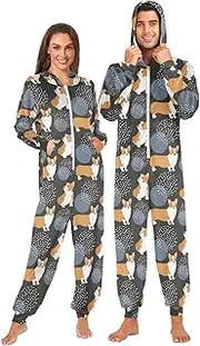 [Joisal] Corgi Friends Black Onsie Adult, Suitable for all Seasons, Onesie Adult Zip up Costume
