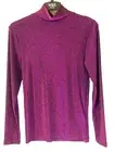 M&S Polo Top Deep Pink Glitter High Neck Long Sleeve Stretchy Size M Medium