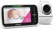 UKSUP Baby Monitor with Camera and Audio- Video Baby Monitor with 960ft Long Range, Remote Pan-Tilt-Zoom, Night Vision, Temperature Sensor, 2-Way Talk, 8 Lullabies, 30-Hour Battery & No WiFi